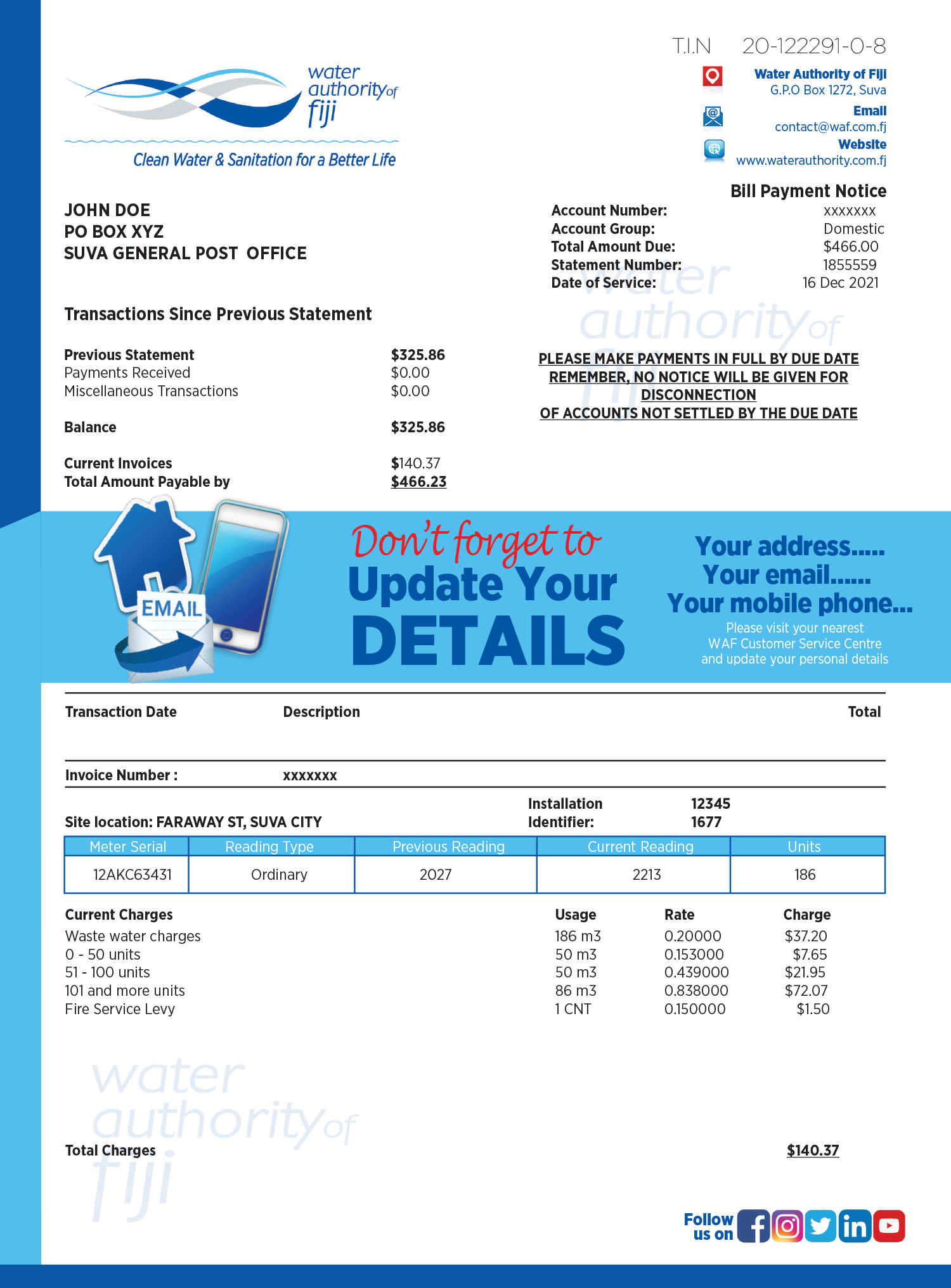 Understanding your bill Water Authority of Fiji